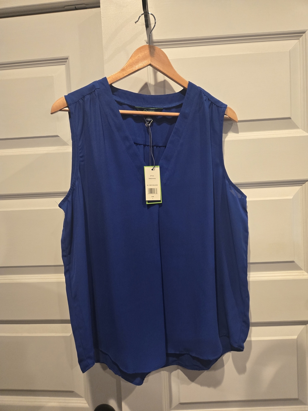Sleeveless V-Neck Royal Blue Blouse